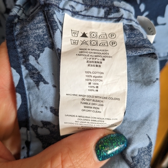 MICHAEL KORS Classic Fit Long Sleeve NAVY TROPICS Button Down - Picture 10 of 12